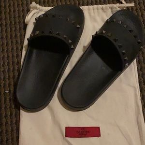 Black studded Valentino waterproof slides